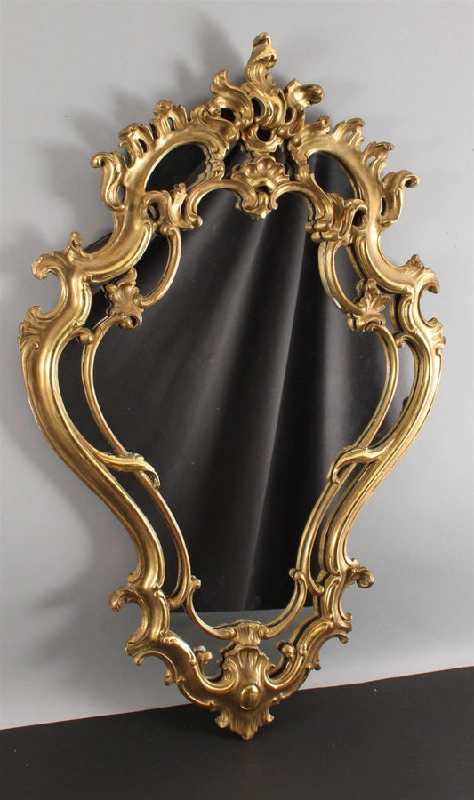 イタリア製 ロココ様式 金彩 彫刻木製 フィレンツェ・バロック 壁掛けミラー
