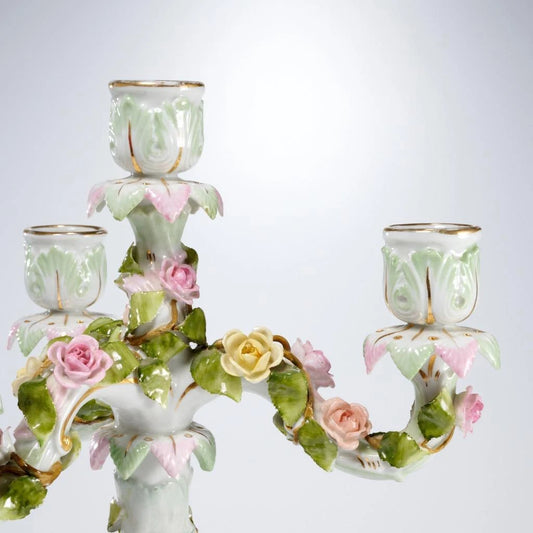 ドイツ製 シールホルツ ドレスデン フラワー装飾付きキャンドルホルダー