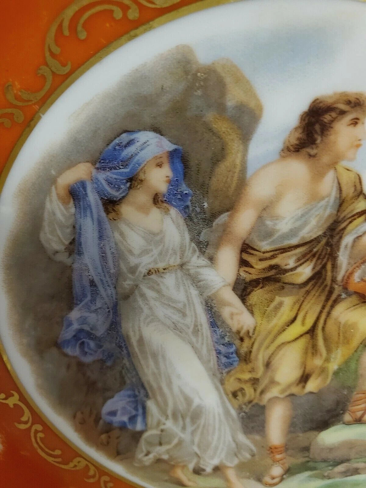 ドイツ製 フッチェンロイター ババリア 赤地×金彩 ギリシャ神話風風景画 絵皿