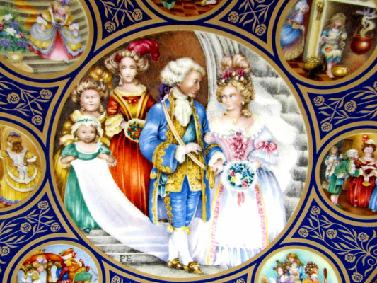 フランス製 アビランド リモージュ コバルトブルー 恋人たちのヴィクトリアン絵皿