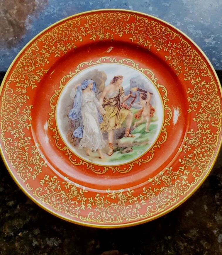 ドイツ製 フッチェンロイター ババリア 赤地×金彩 ギリシャ神話風風景 ドイツ製 フッチェンロイター ババリア 赤地×金彩 ギリシャ神話風風景