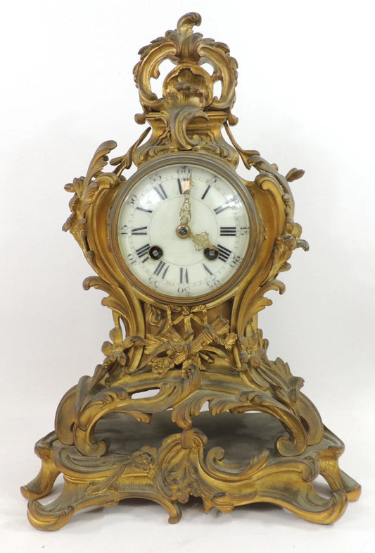 フランス製 マントルクロック 19世紀 ルイ16世様式 装飾的ブロンズ製（不動品）