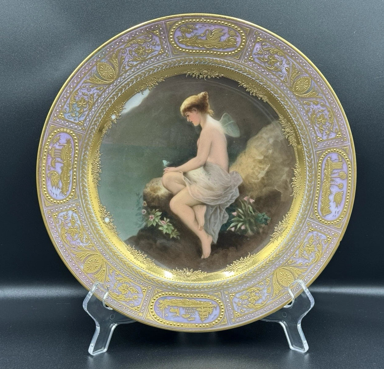 ロイヤルヴィエナ スタイル 絵皿 飾り皿「Psyche Am Wasser」画家ワグナー筆 19世紀