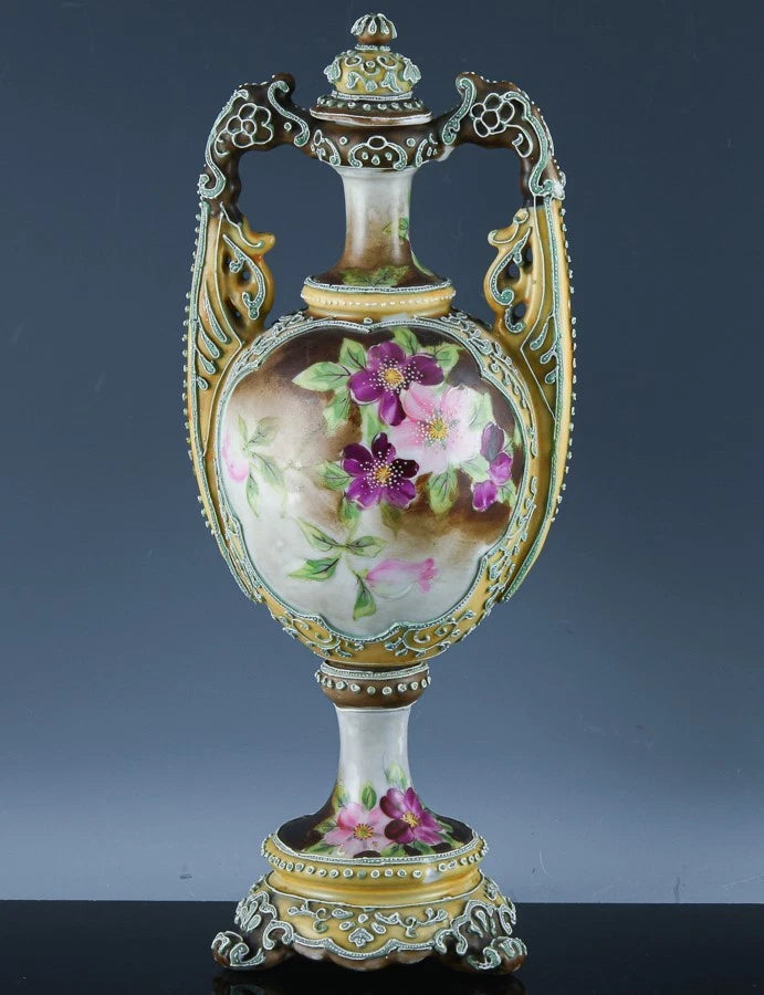 1900年頃 ニッポン・モリアージュ花文 ボルテッド花瓶