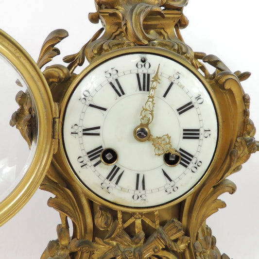 フランス製 マントルクロック 19世紀 ルイ16世様式 装飾的ブロンズ製（不動品）