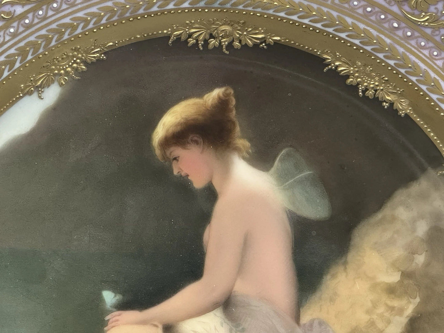 ロイヤルヴィエナ スタイル 絵皿 飾り皿「Psyche Am Wasser」画家ワグナー筆 19世紀