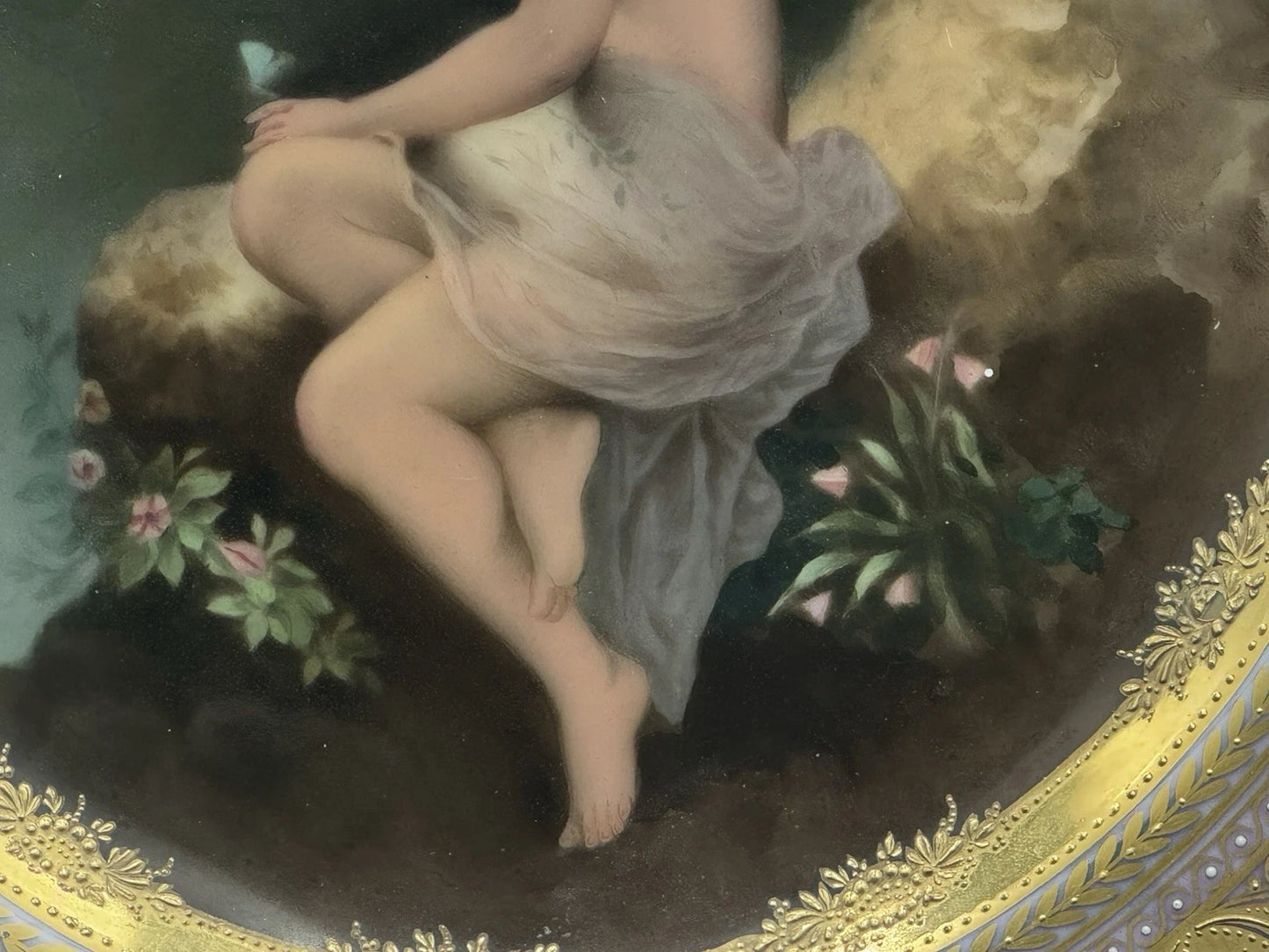 ロイヤルヴィエナ スタイル 絵皿 飾り皿「Psyche Am Wasser」画家ワグナー筆 19世紀