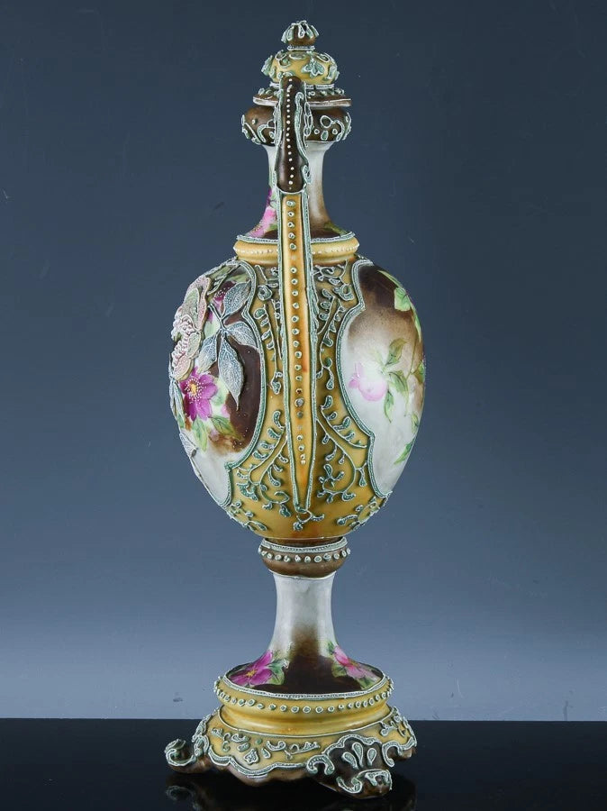 1900年頃 ニッポン・モリアージュ花文 ボルテッド花瓶