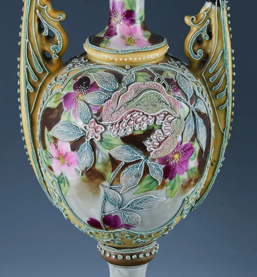 1900年頃 ニッポン・モリアージュ花文 ボルテッド花瓶