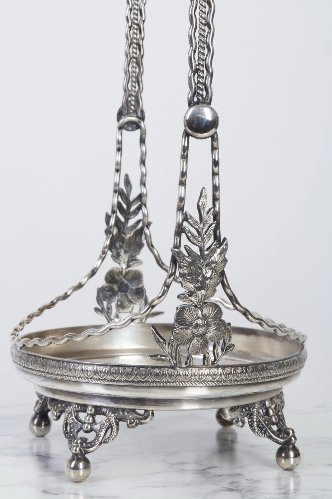 ヴィクトリアン期 手吹きルビーガラス エナメル装飾 ピクルスキャスター