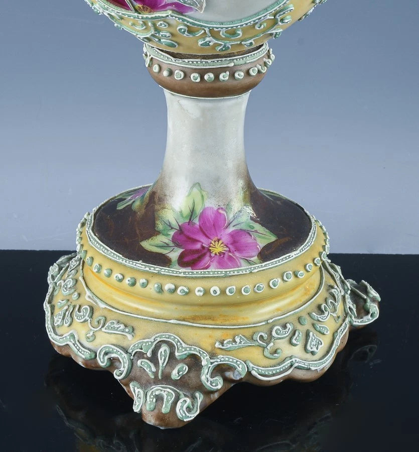 1900年頃 ニッポン・モリアージュ花文 ボルテッド花瓶