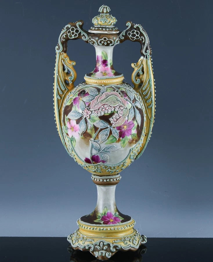 1900年頃 ニッポン・モリアージュ花文 ボルテッド花瓶